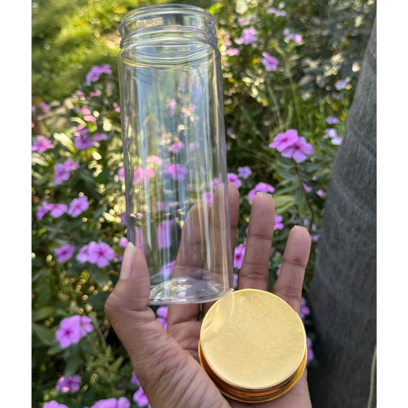300ml Round PET Jar + 53mm Aluminium Gold Cap