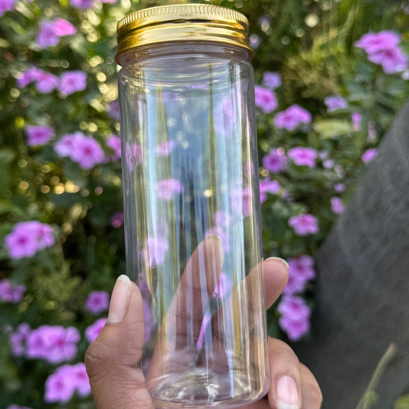 300ml Round PET Jar + 53mm Aluminium Gold Cap