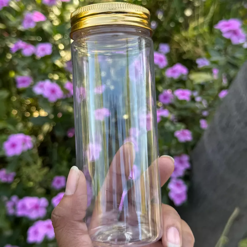 300ml Round PET Jar + 53mm Aluminium Gold Cap