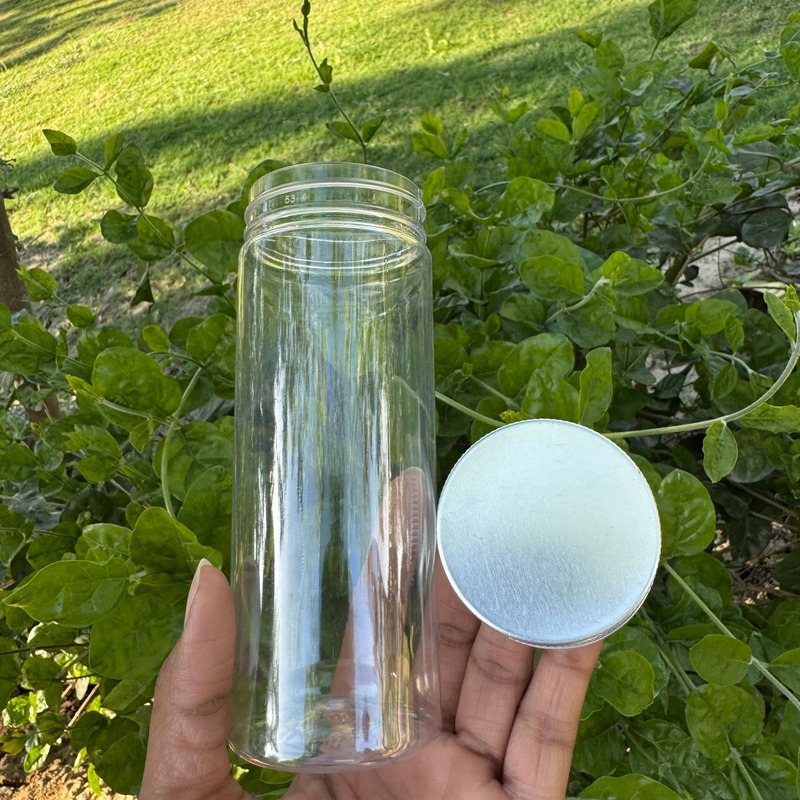300ml Round PET Jar + 53mm Aluminium SILVER Cap