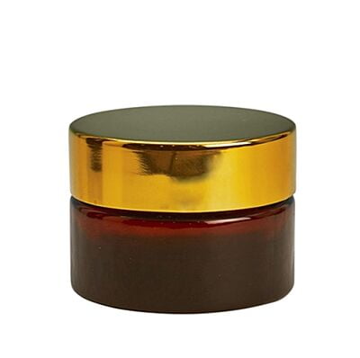 50ml Amber NEW Glass Jar + GOLD Cap + White Seal
