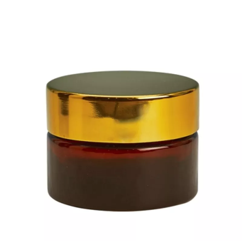 50ml Amber NEW Glass Jar + GOLD Cap + White Seal