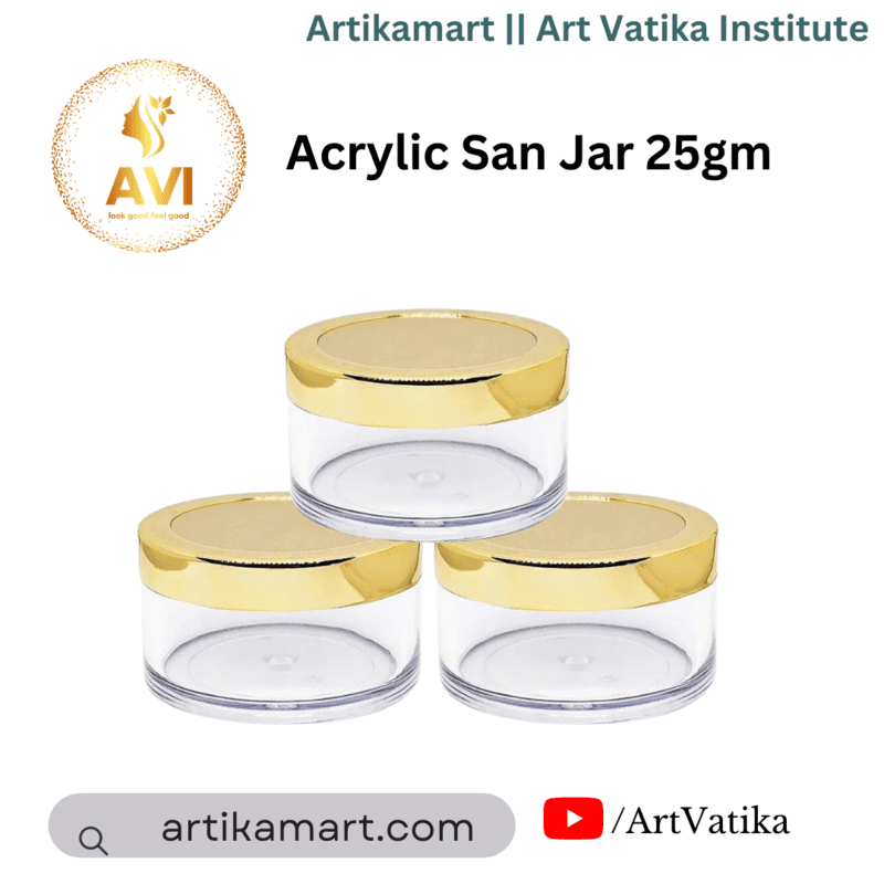 Acrylic San Jar + White Inner + GOLDEN Cap - 25g