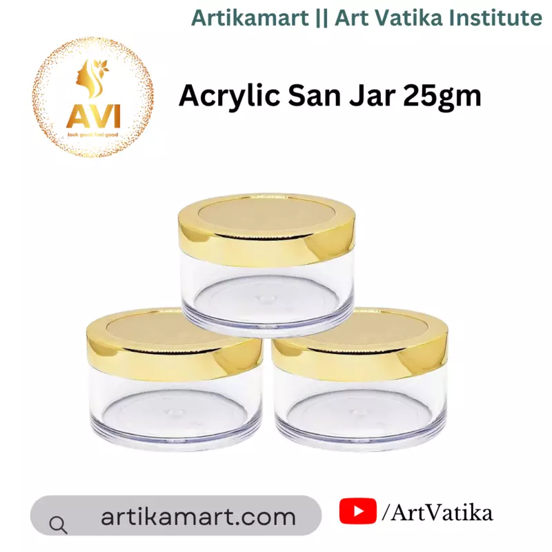 Acrylic San Jar + White Inner + GOLDEN Cap - 25g