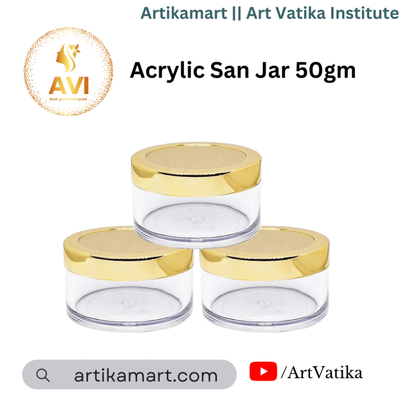 Acrylic San Jar + White Inner + GOLDEN Cap - 50g