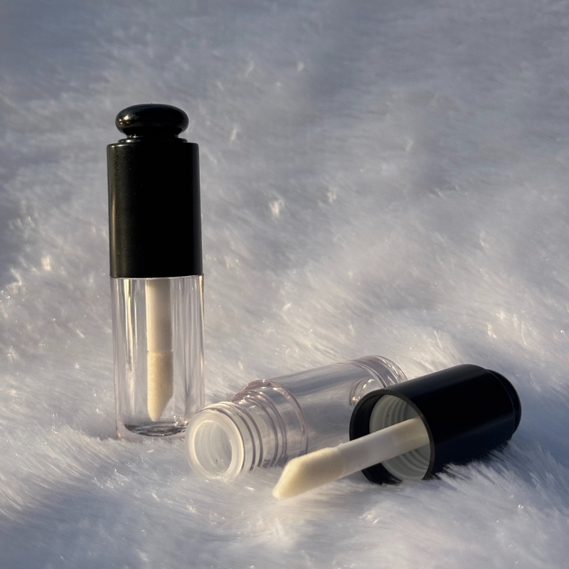 Lipstick - ROUND POP UP - BLACK Cap - 5.5ml - Short FAT Container - Acrylic