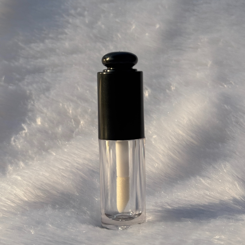 Lipstick - ROUND POP UP - BLACK Cap - 5.5ml - Short FAT Container - Acrylic