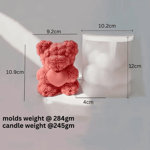 Silicon Mold Candle Teddy Rose Heart