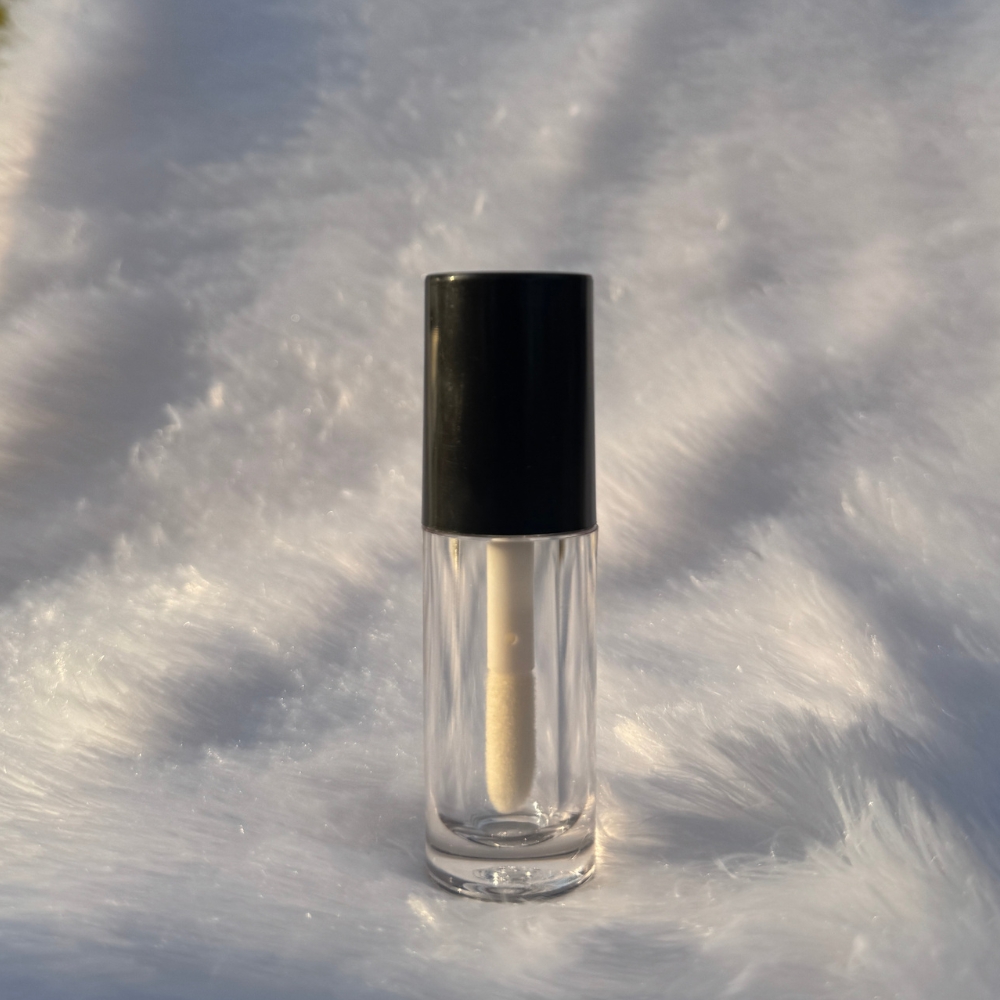 Lipstick - ROUND- BLACK Cap - 5.5ml - Short FAT Container - Acrylic