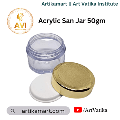 Acrylic San Jar + White Inner + GOLDEN Cap - 50g