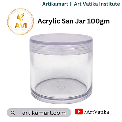 Acrylic San Jar + White Inner + TRANSPARENT Cap - 100g