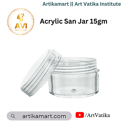 Acrylic San Jar + White Inner + TRANSPARENT Cap - 15g