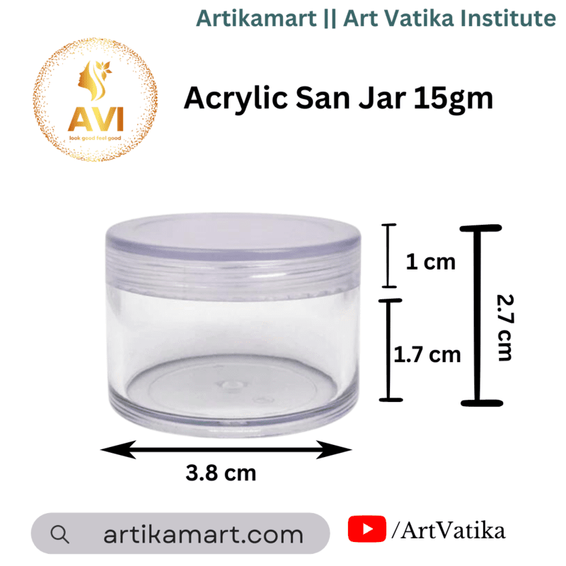 Acrylic San Jar + White Inner + TRANSPARENT Cap - 15g