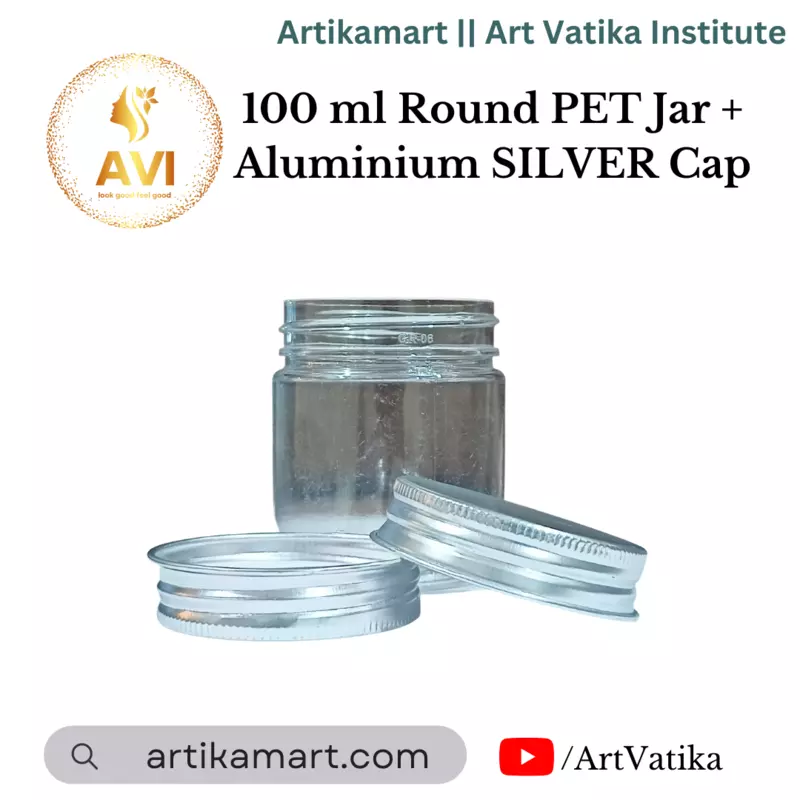 100 ml Round PET Jar + Aluminium SILVER Cap
