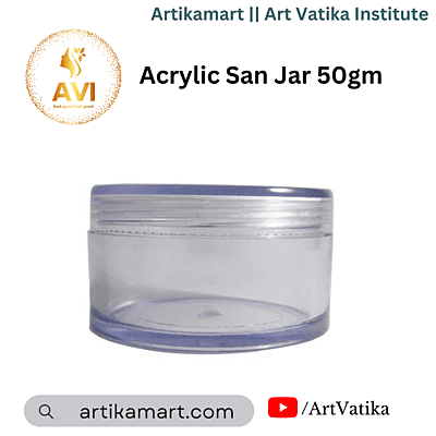 Acrylic San Jar + White Inner + TRANSPARENT Cap - 50g