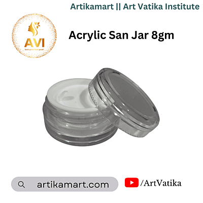 Acrylic San Jar + White Inner + TRANSPARENT Cap - 8g