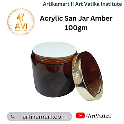 Acrylic San Jar AMBER + White Inner + GOLDEN Cap - 100g