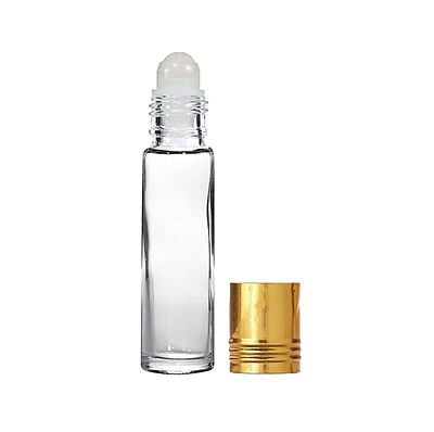 8 ml GLASS Round Bottle + Roll On Gold Cap