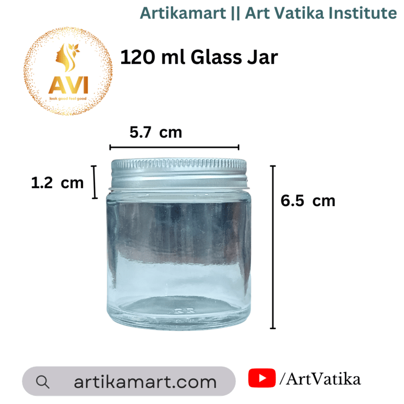 120 ml Glass Jar + SILVER Aluminium Cap