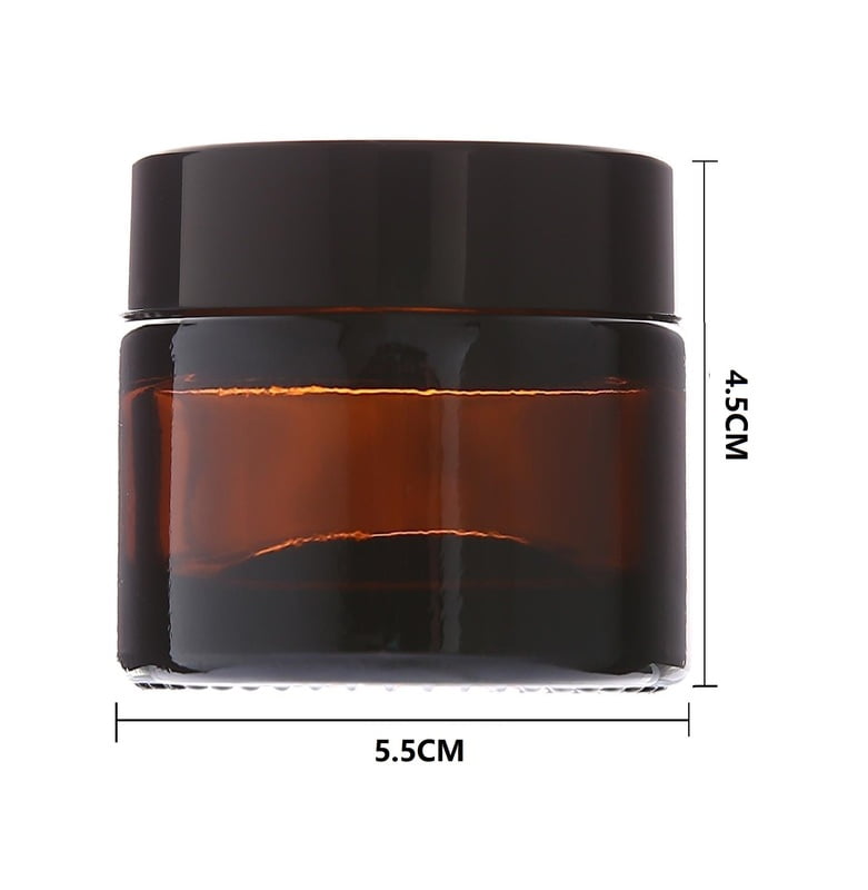 50ml Amber NEW Glass Jar + BLACK Cap + White Seal
