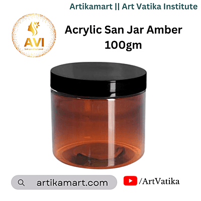 Acrylic San Jar AMBER + White Inner + BLACK Cap - 100g