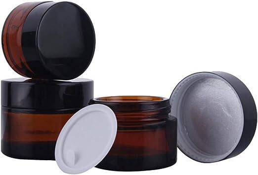 50ml Amber NEW Glass Jar + BLACK Cap + White Seal