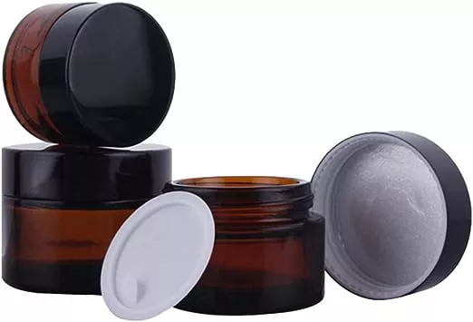 50ml Amber NEW Glass Jar + BLACK Cap + White Seal