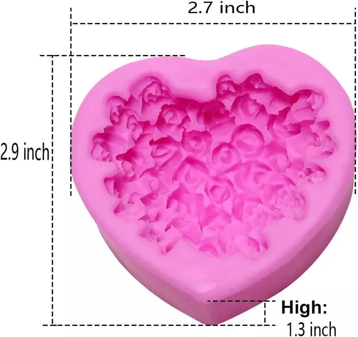 Silicon Mold Candle 3D Rose Flower in Heart