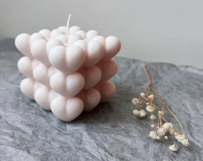 Silicon Mold Candle Cubic Love Heart - Medium