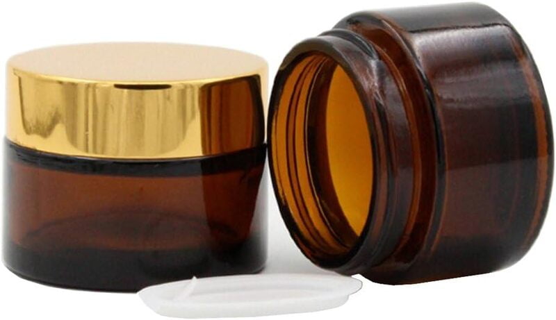 50ml Amber NEW Glass Jar + GOLD Cap + White Seal