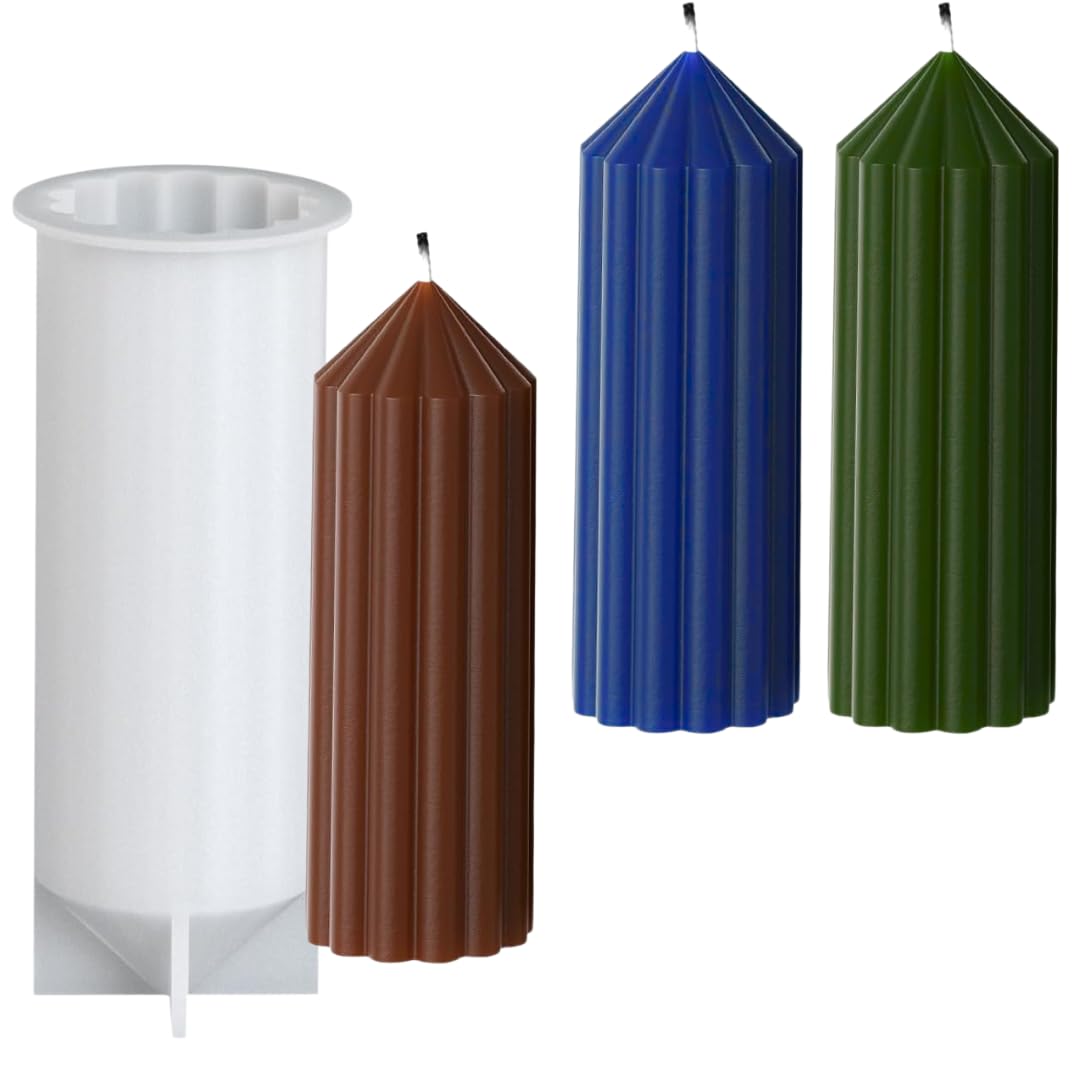 Silicon Mold Candle Striped Pillar Long