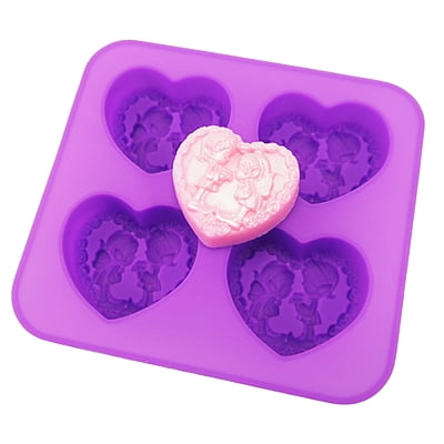 Silicon Mold HEAVY 4 Cavity HEART Shaped Fairies / Girl