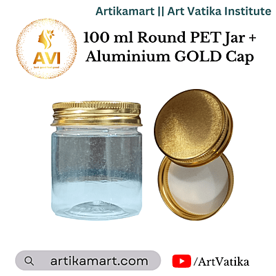 100 ml Round PET Jar + Aluminium GOLD Cap