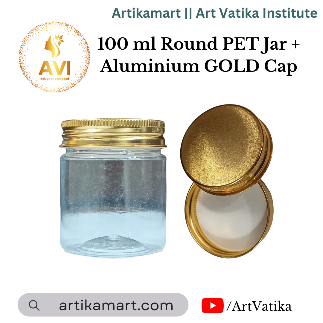 100 ml Round PET Jar + Aluminium GOLD Cap