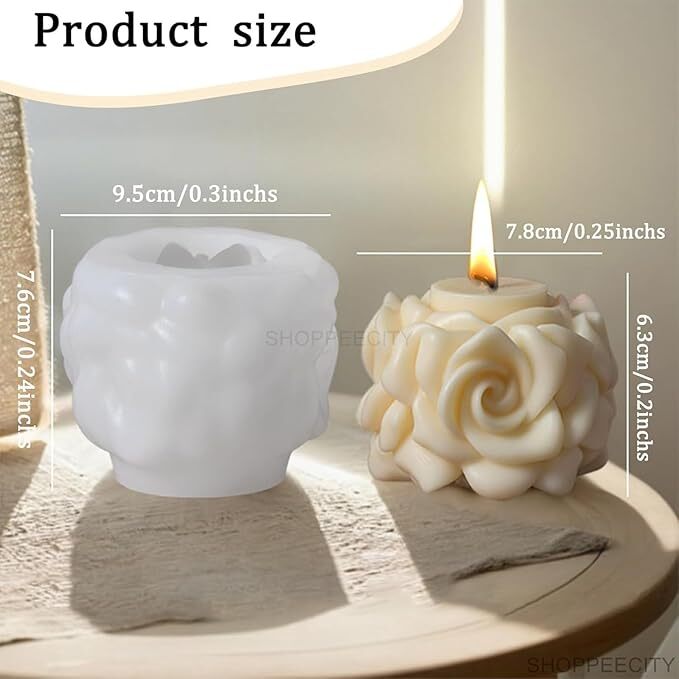 Silicon Mold Candle Valentine Rose Pillar