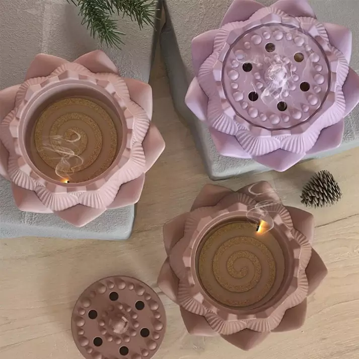 Silicon Mold Candle Concrete Holder Lotus Shape Jar