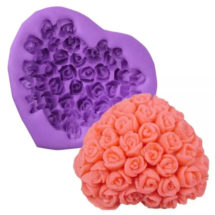 Silicon Mold Candle 3D Rose Flower in Heart