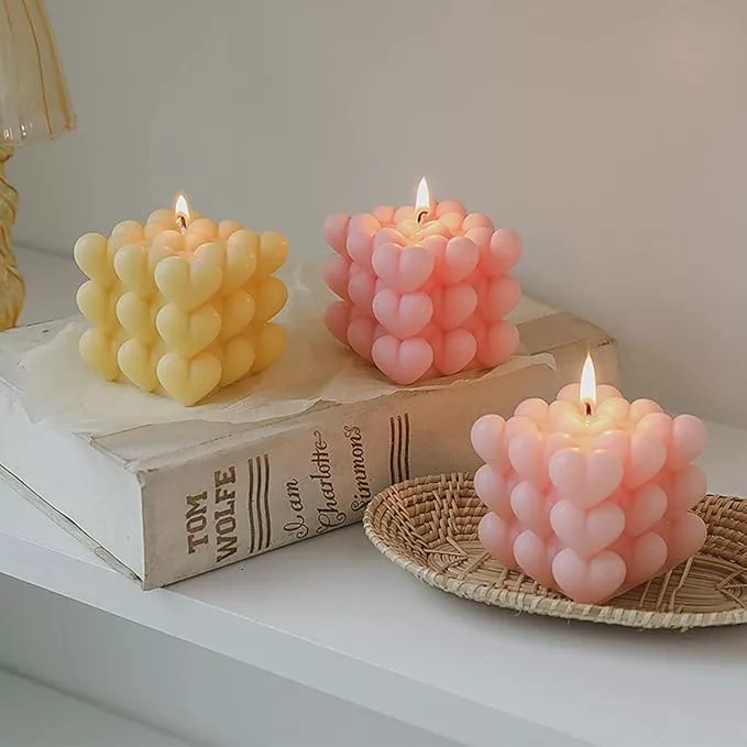 Silicon Mold Candle Cubic Love Heart - Medium