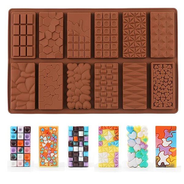 Silicon Mold Chocolate Bar Mold 12 Cavity Chocolate & Waffle Bar