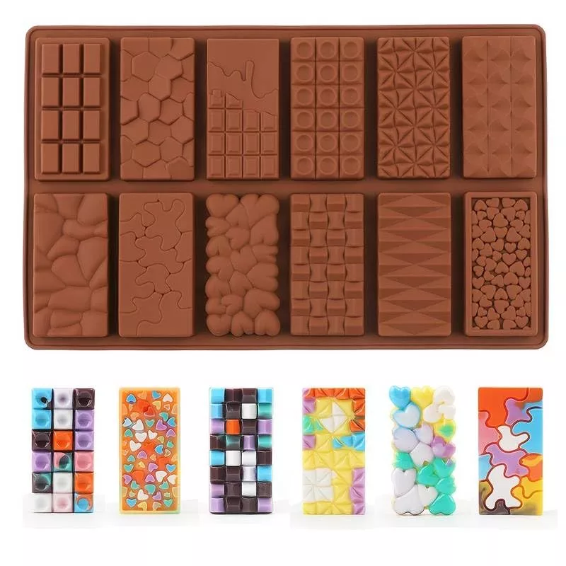 Silicon Mold Chocolate Bar Mold 12 Cavity Chocolate & Waffle Bar