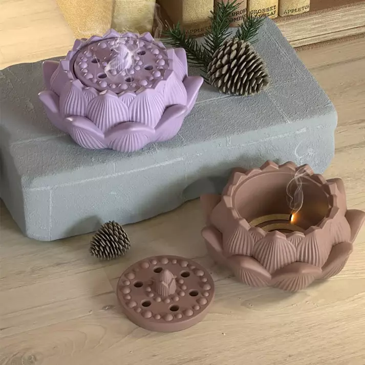 Silicon Mold Candle Concrete Holder Lotus Shape Jar