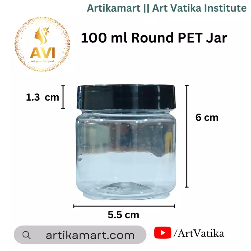 100 ml Round PET Jar + BLACK Cap