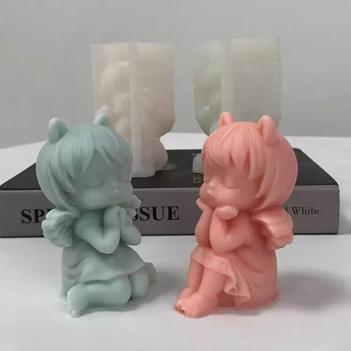 Silicon Mold Cute Brown Angel Girl