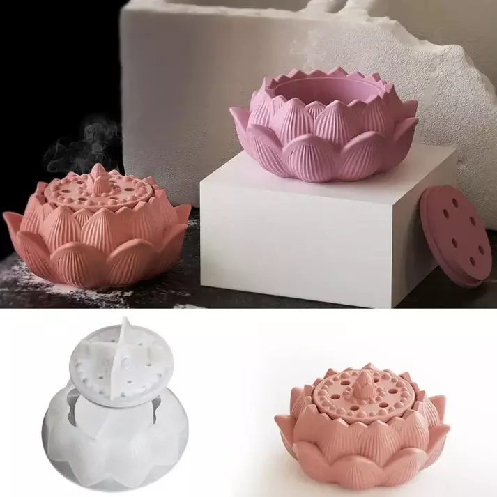 Silicon Mold Candle Concrete Holder Lotus Shape Jar