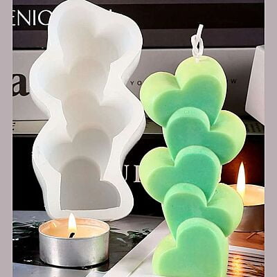 Silicon Mold Candle Heart Stacked