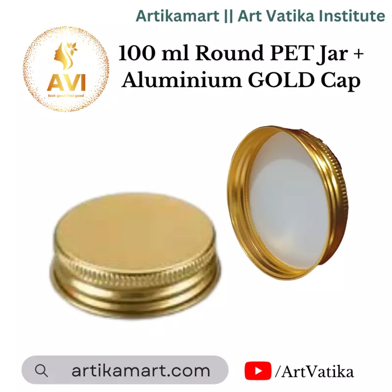 100 ml Round New PET Jar + Aluminium GOLD Cap