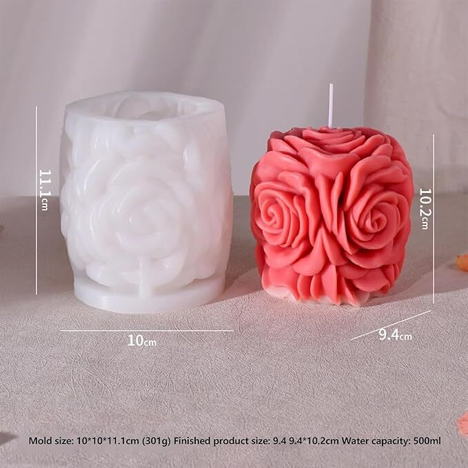 Silicon Mold Candle 3D Blooming  Rose