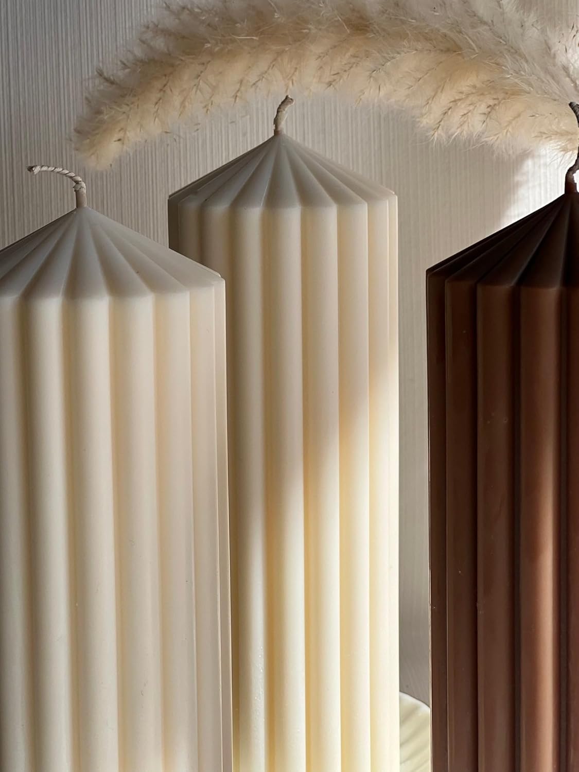 Silicon Mold Candle Striped Pillar Long