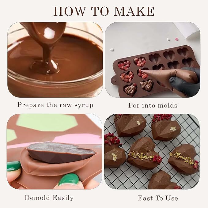 Silicon Mold Chocolate Silicon Mold 3D Heart small 15 cavity Pinata