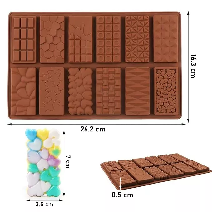 Silicon Mold Chocolate Bar Mold 12 Cavity Chocolate & Waffle Bar